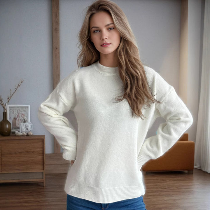 Damen kuscheliger Strickpullover mit modernem Schnitt und lässigen Details Drune