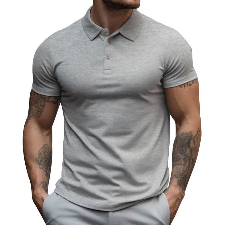 Herren nan athletisches figurnahes Piqué-Poloshirt kurzärmelig mit verdeckter Knopfleiste Drune