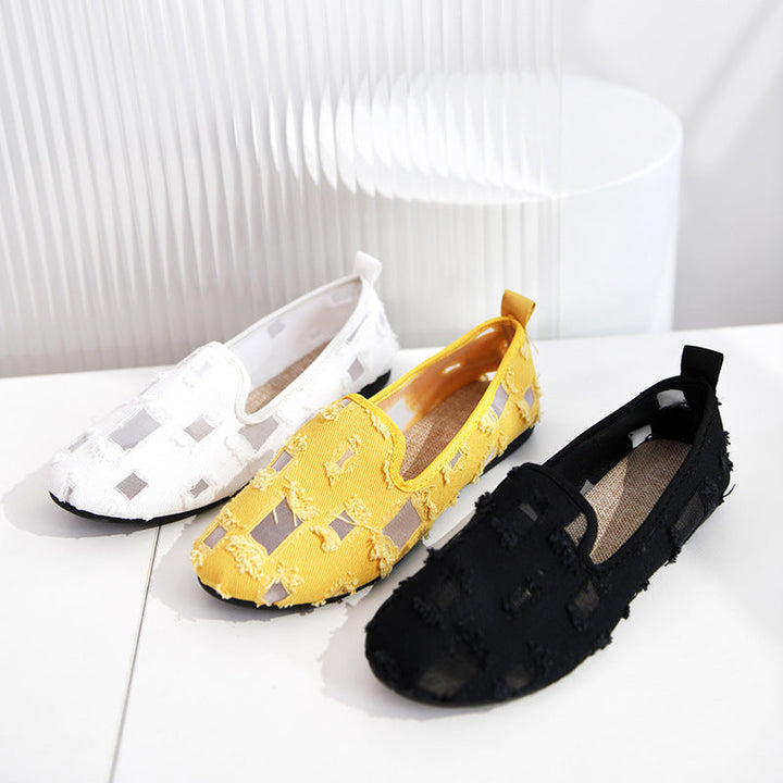 Damen lässige Slip-On Schuhe mit modischem Zierrahmen Drune