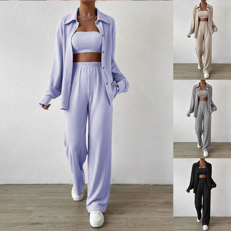Damen Zweiteiliges Lounge-Set mit Oberteil und weiter Hose Drune