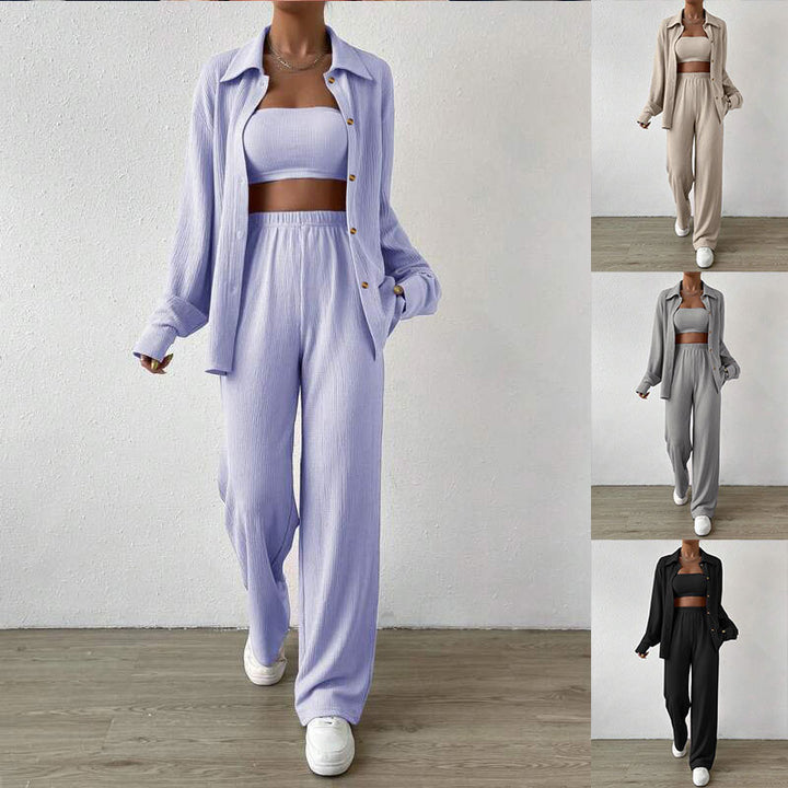 Damen Zweiteiliges Lounge-Set mit Oberteil und weiter Hose Drune