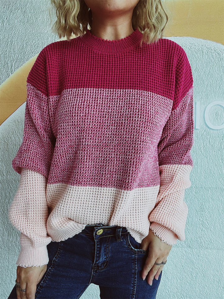 Damen lässiger Strickpullover mit großzügigem Muster und modernem Schnitt Drune