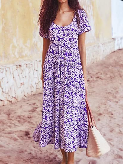 Damen Maxikleid mit schwingendem Saum und floralem Muster Drune