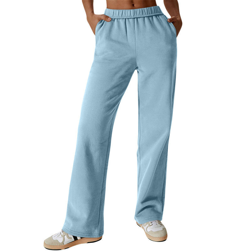 Damen nan weite hochgeschnittene Jogginghose aus weichem Sweat mit elastischem Bund und Eingrifftaschen Drune