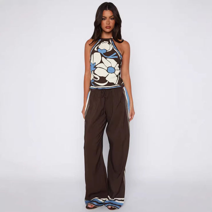 Damen Haltertop mit floralem Muster und weichem Baumwollstoff Drune