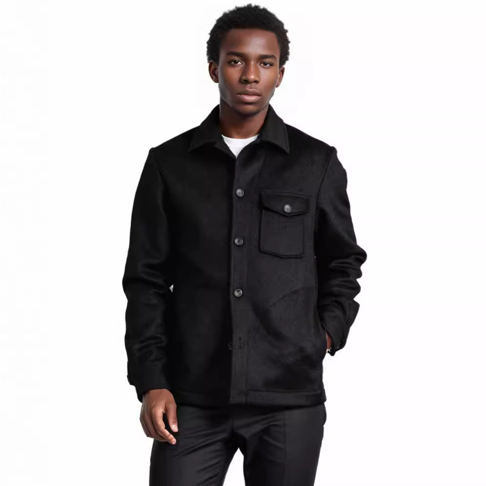Herren elegante Bouclejacke mit praktischen Taschen Drune