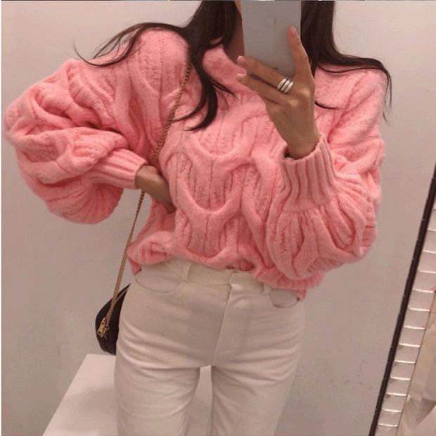 Damen Grobstrickpullover mit eleganten Zopfdesign und lässigem Schnitt Drune