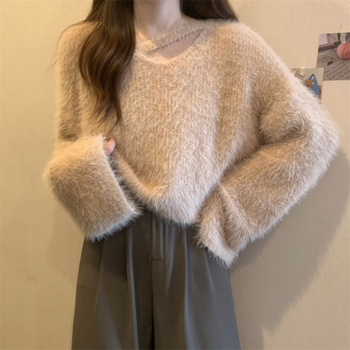 Damen kuscheliger Pullover mit weichem Material und lässigem Schnitt Drune