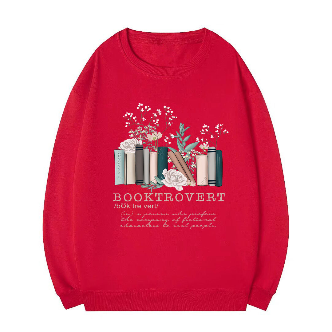Damen Sweatshirt mit verspieltem Bücherdesign und inspirierendem Schriftzug Drune