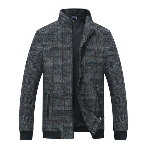 Herren modische Übergangsjacke mit klassischem Karo-Muster und praktischen Reißverschlusstaschen Drune