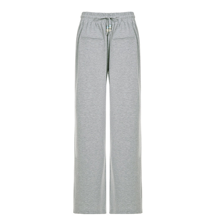 Damen nan weite Sweatpants mit hohem Komfortbund, Kordelzug und aufgesetzten Taschen Drune