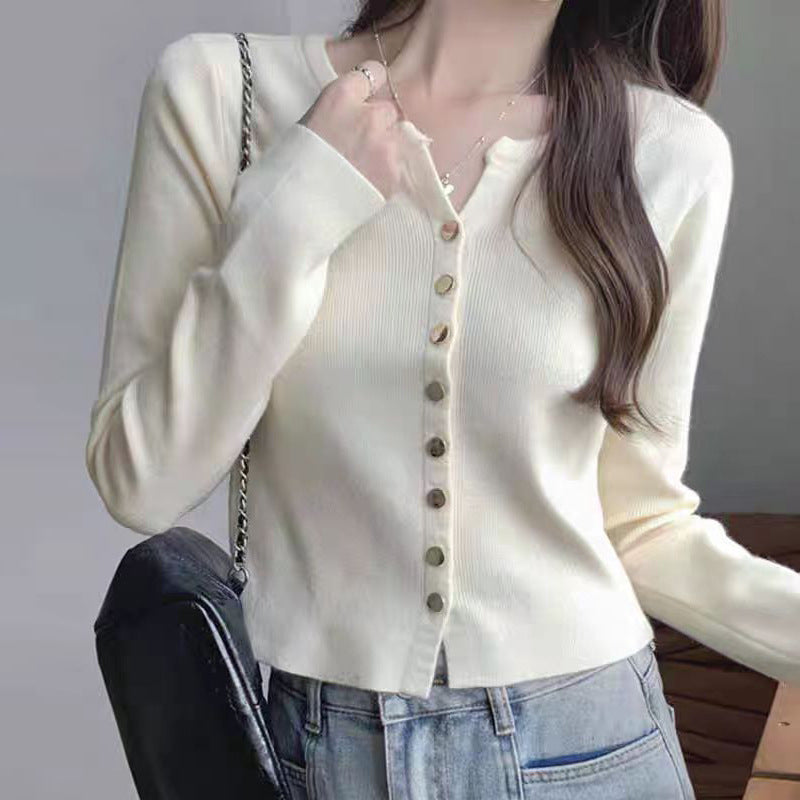 Damen Strickjacke mit perlmuttknöpfen Drune