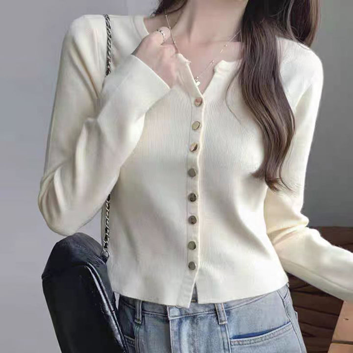 Damen Strickjacke mit perlmuttknöpfen Drune