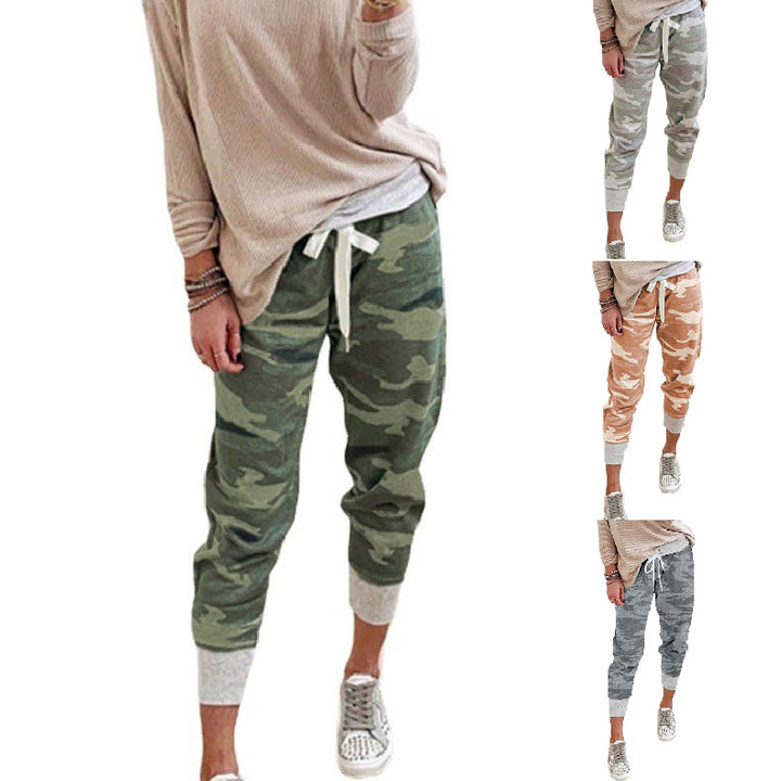 Damen bequeme Camouflage Jogginghose mit elastischem Bund und Bündchen Drune
