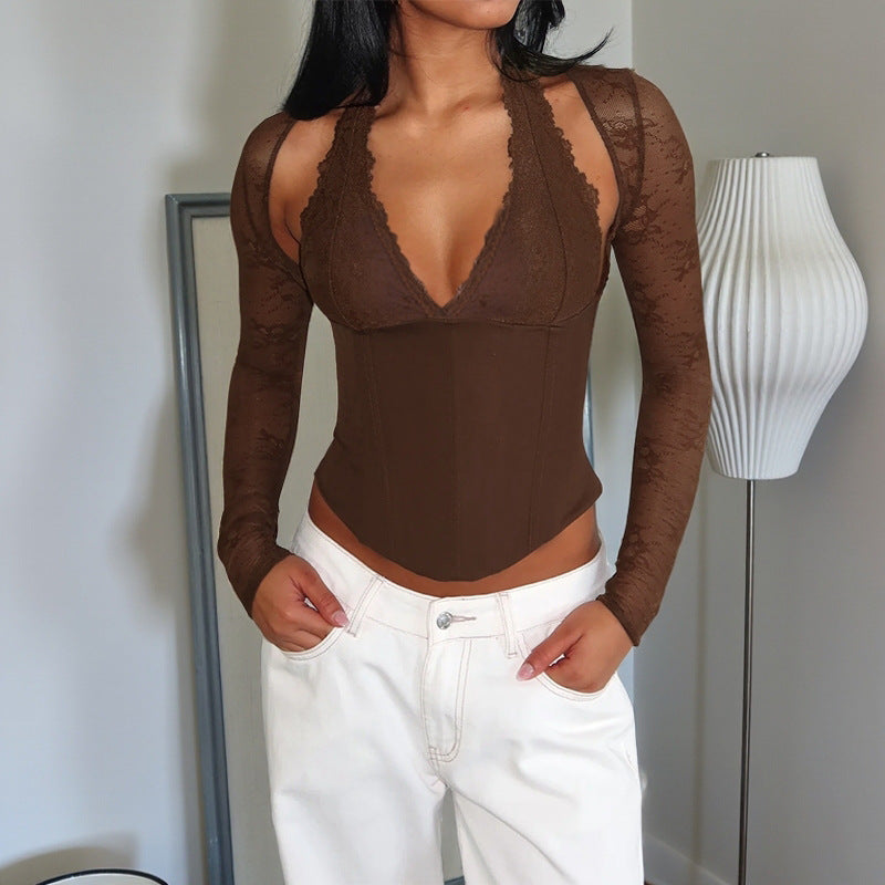 Damen Spitzen-Bodysuit mit figurformendem Design Drune