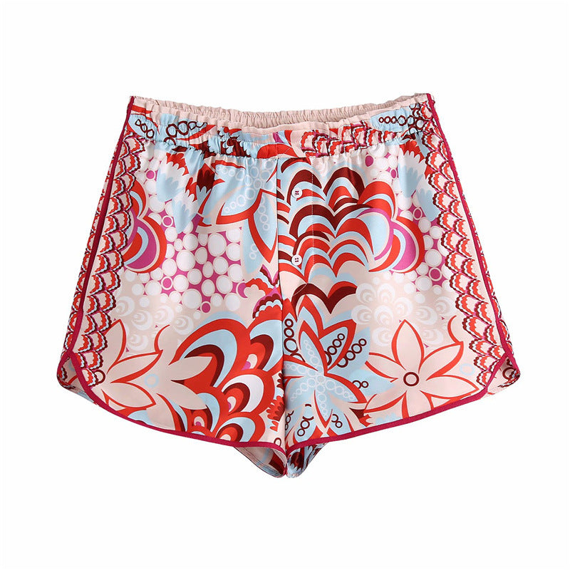 Damen Blusenset mit floralem Muster und Shorts Drune