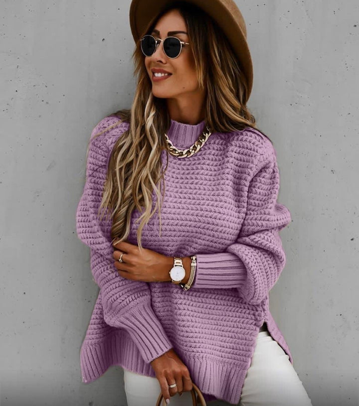 Damen Luxuriöser Strickpullover mit lässigem Schnitt und hohen Bündchen Drune