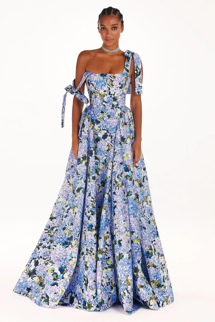 Damen Elegantes Maxikleid mit schulterfreien Trägern und floralem Print Drune