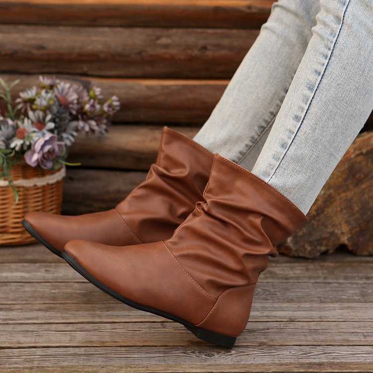 Damen modische Stiefeletten mit elegantem Rüschendesign und weichem Obermaterial Drune