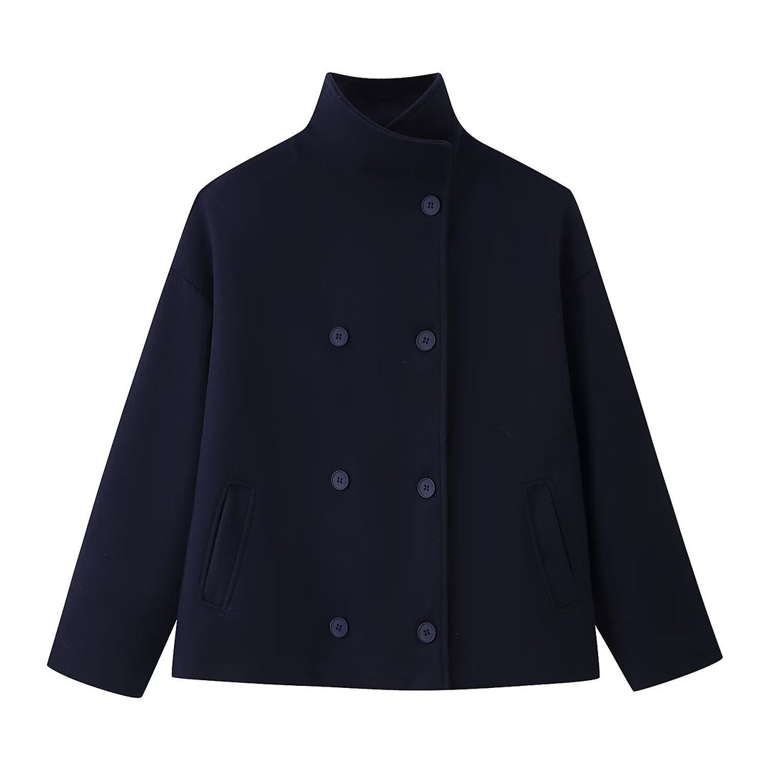 Damen modische Wolljacke mit doppelter Knopfleiste Drune