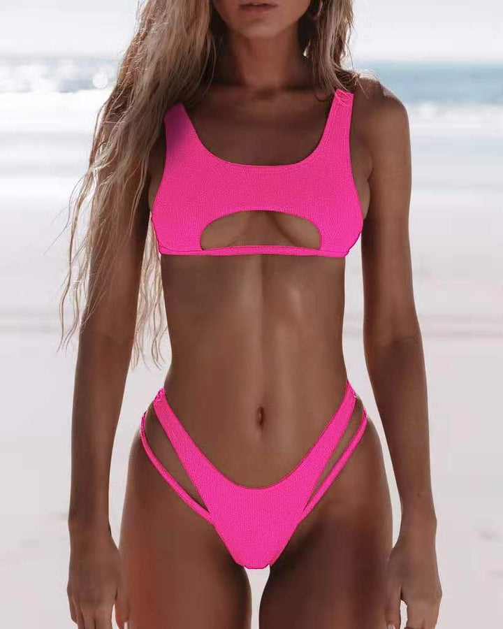 Femme Cut-Out Hochtailling Bikini Set Drune