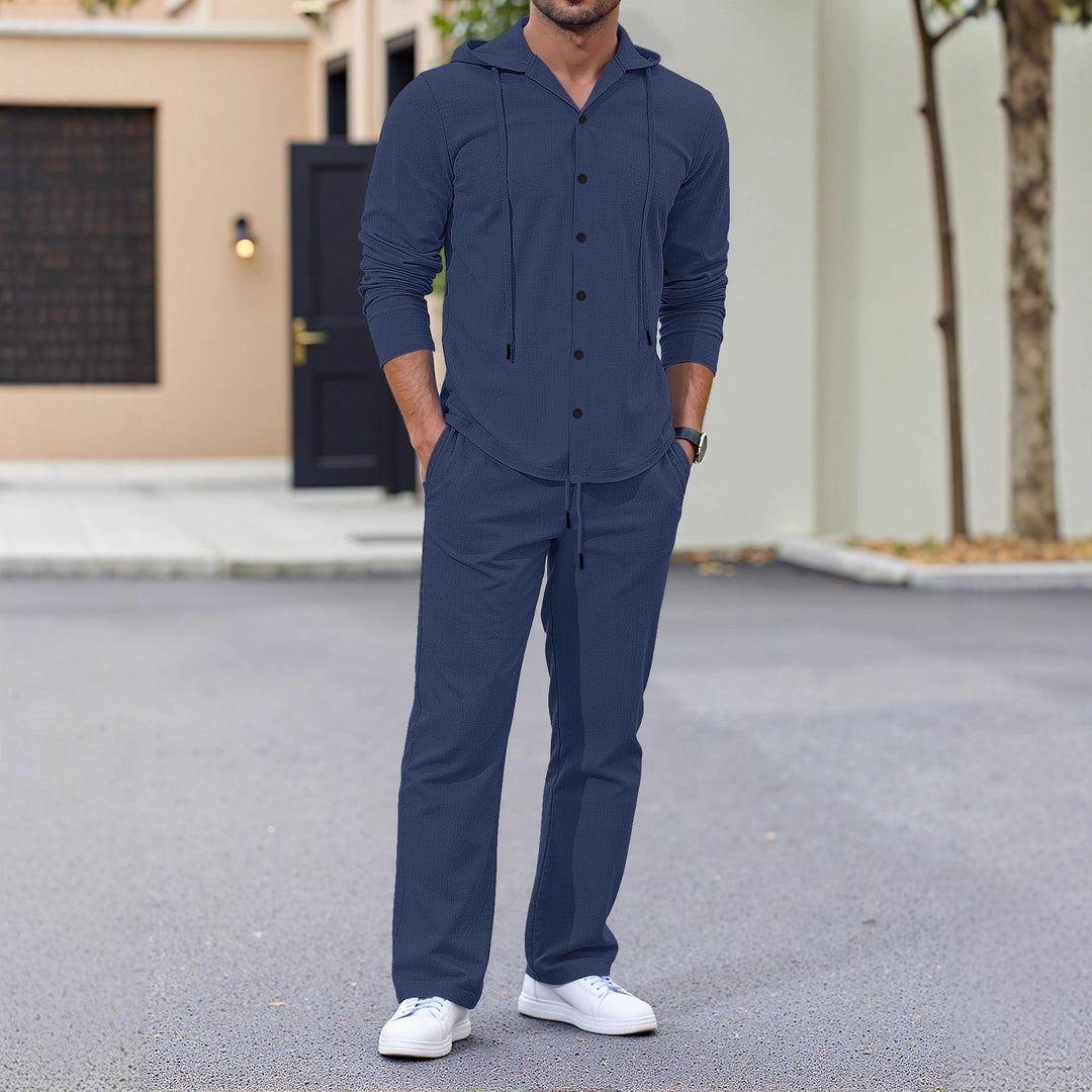 Herren lässiges Kapuzenshirt mit praktischen Taschen und Jogginghose Drune