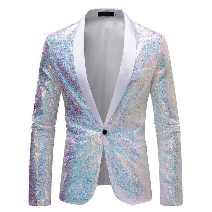Drune Herren Pailletten-Blazer mit Schalkragen