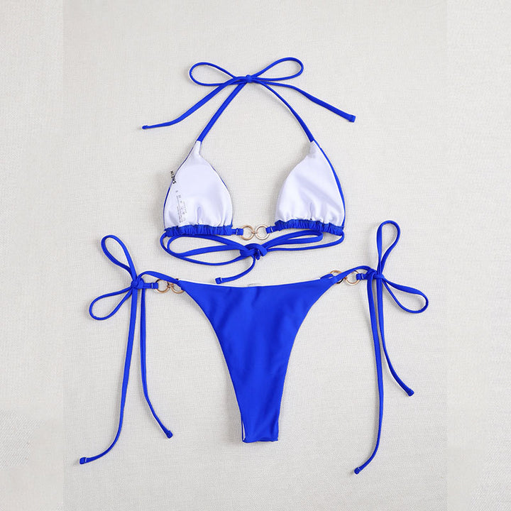 Damen Triangel-Bikini mit verspieltem Knoten und elegantem Goldakzent Drune