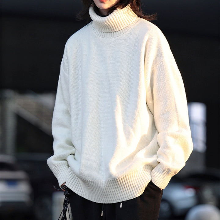 Damen Kuscheliger Strickpullover mit hohem Kragen und lässigem Schnitt Drune