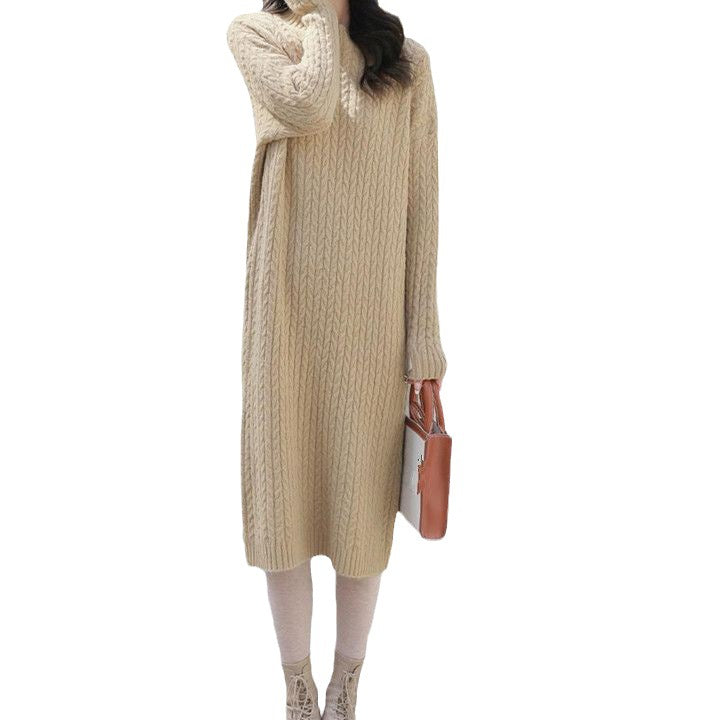 Damen Strickkleid mit Zopfmuster und lässigem Schnitt Drune