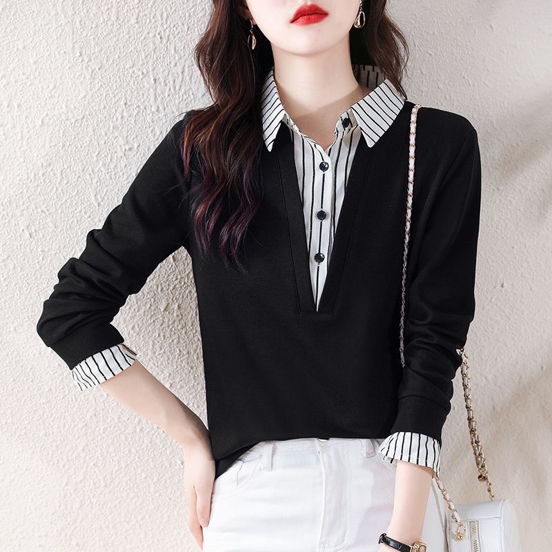 Damen elegantes Poloshirt mit modernem Kapuzenkragen und feinen Knopfdetails Drune