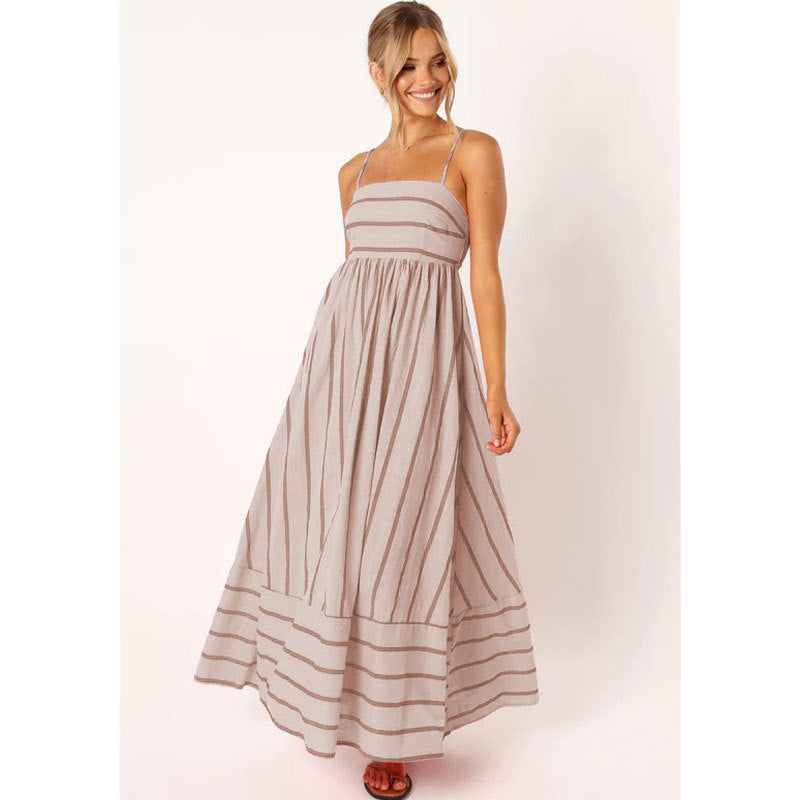 Damen Maxikleid aus gestreiftem Baumwollstoff Drune