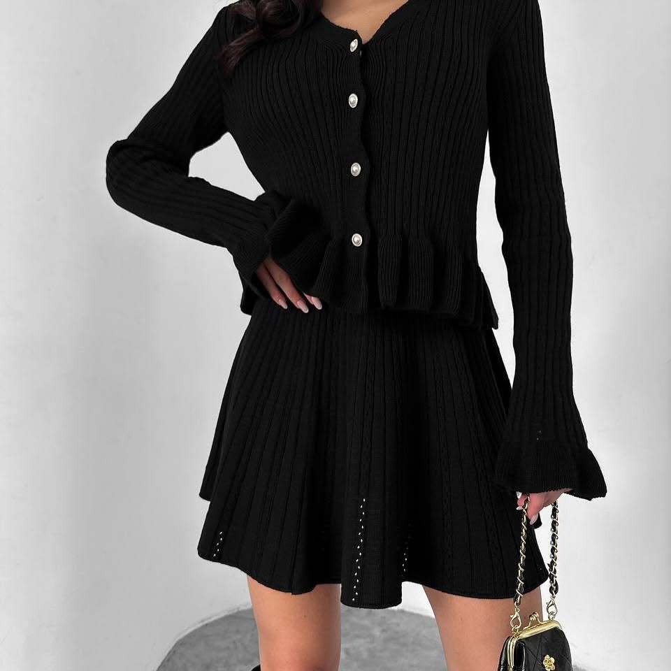 Damen lässiges Kleid mit Plissee und Peplum Drune