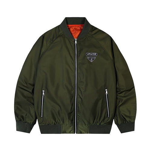 Herren  leichte Flugjacke mit vintage Flieger-Patch, kontrastierendem Satin-Futter und Reißverschlusstaschen Drune
