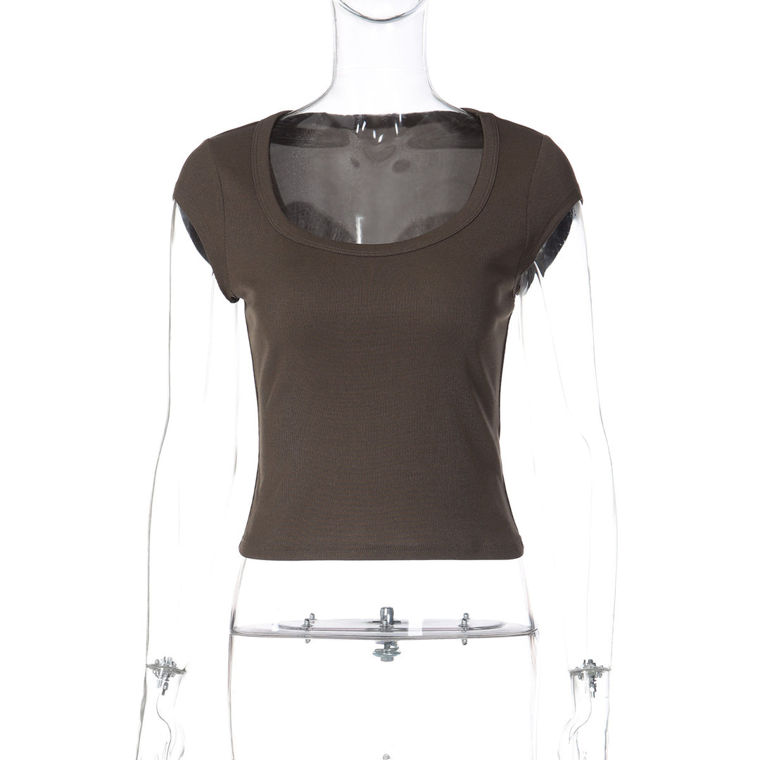Damen figurbetontes Kurzarm-Top Drune