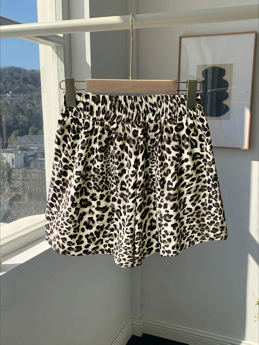 Damen Lockere Leoprint-Strandshorts Drune