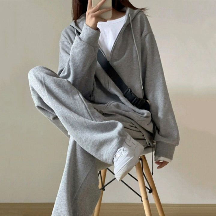 Damen Urbanes Lounge-Set mit Kapuzenpullover und weiten Jogginghosen Drune