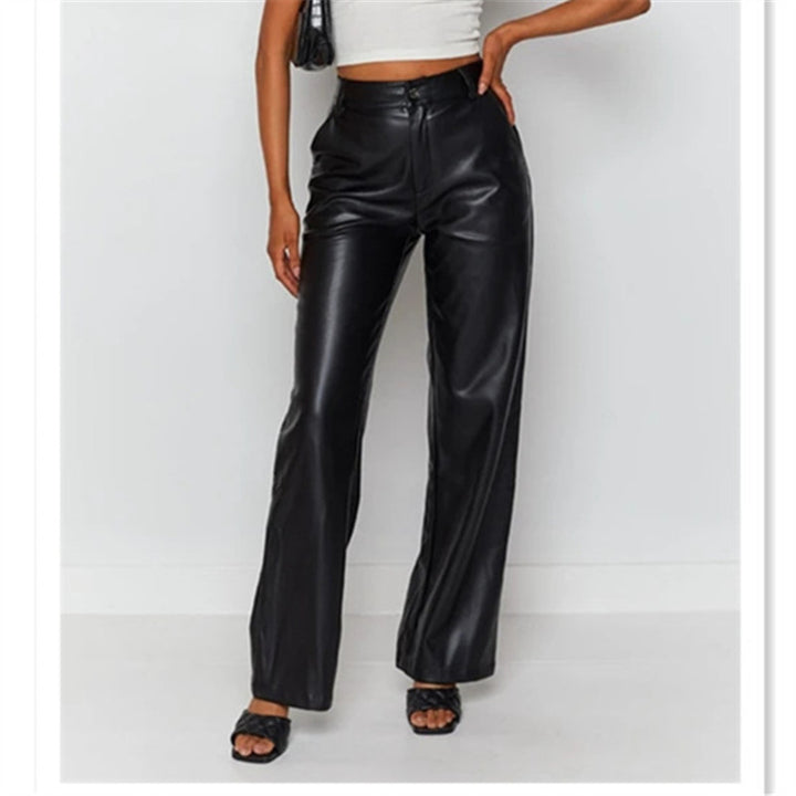 Damen Elegante Kunstlederhosen Drune