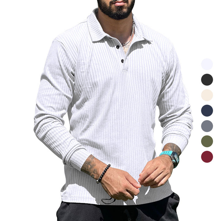 Herren langer Strickpullover mit strukturiertem Design und Knopfleiste Drune