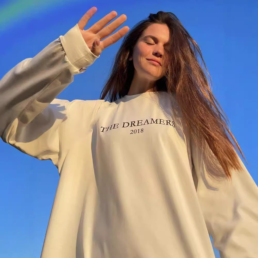 Damen lässiges Langarmshirt mit kreativem Print Drune