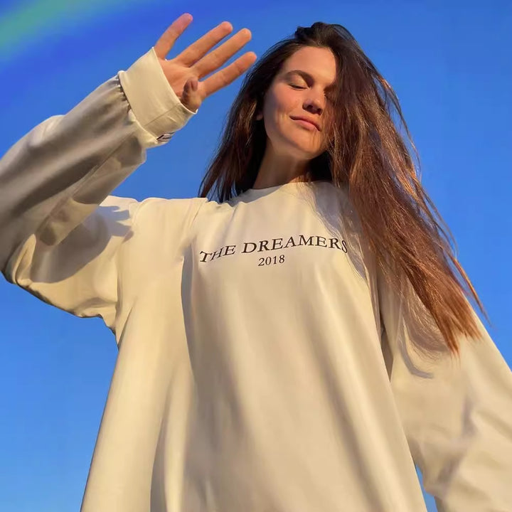 Damen lässiges Langarmshirt mit kreativem Print Drune