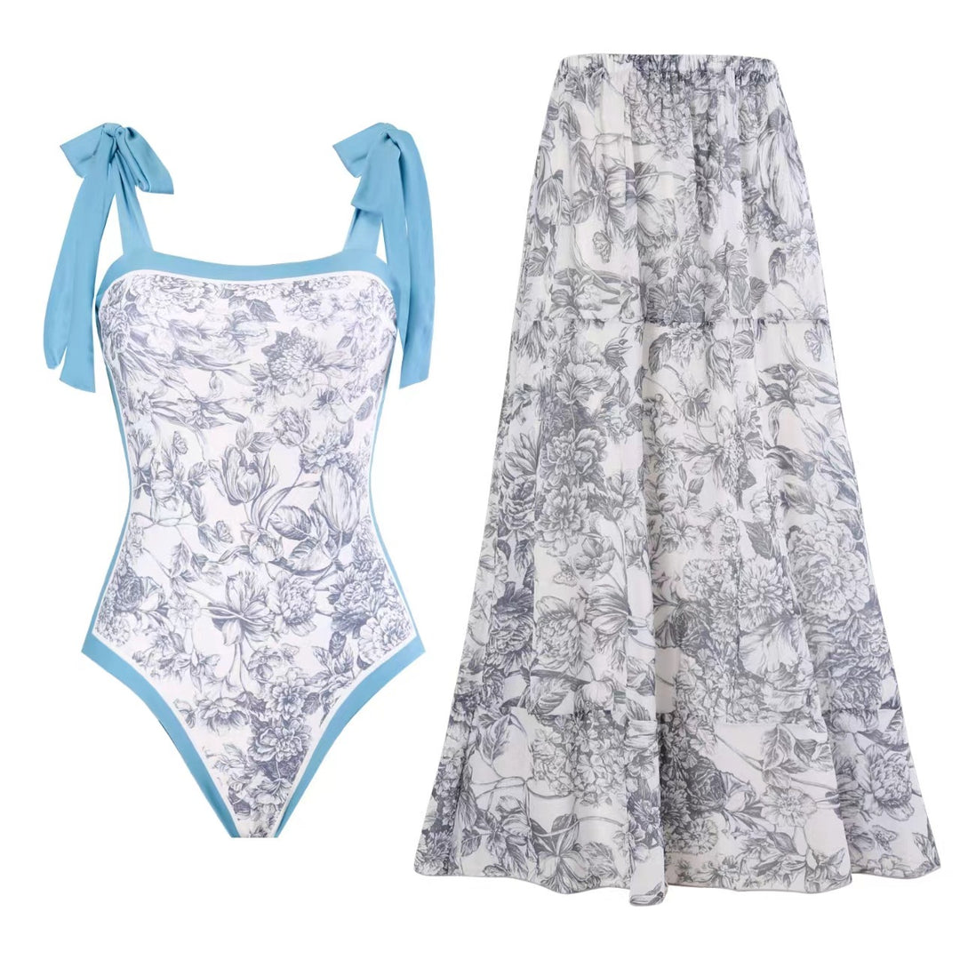 Damen Maxirock mit floralen Mustern und voluminösem Schnitt Drune