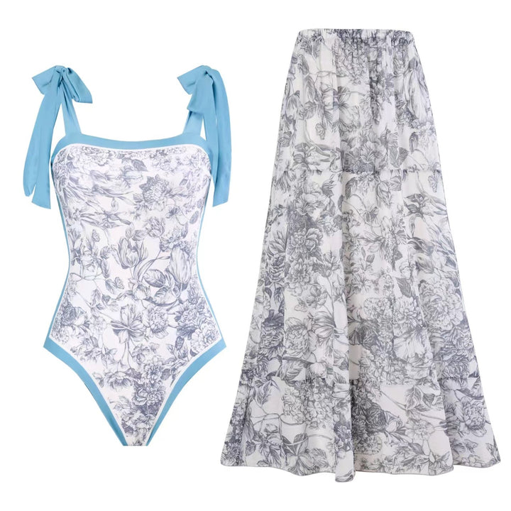 Damen Maxirock mit floralen Mustern und voluminösem Schnitt Drune