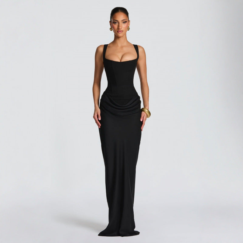 Damen Elegantes Maxi-Kleid mit raffinierten Drapierungen Drune