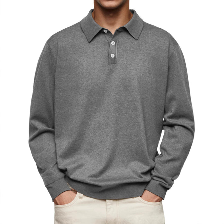 Drune | Poloshirt Relaxed Fit Lange Ärmel Weiches Strickmaterial Atmungsaktiver Stoff