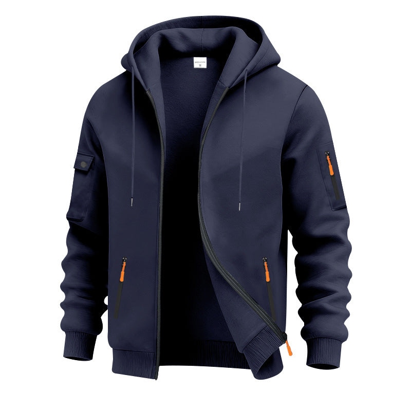 Herren nan technische Kapuzenjacke mit Reißverschluss, zipptaschen und Ärmeltasche Drune