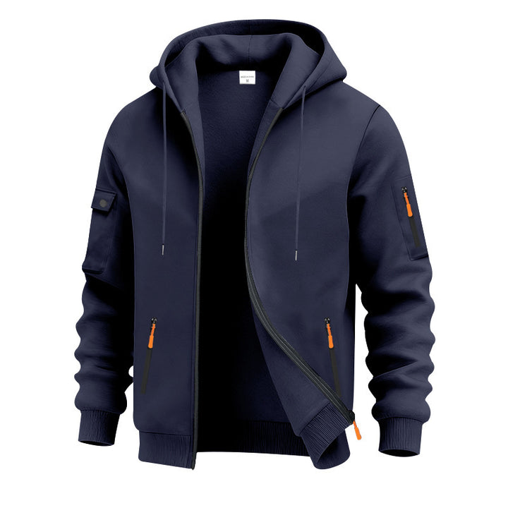 Herren nan technische Kapuzenjacke mit Reißverschluss, zipptaschen und Ärmeltasche Drune