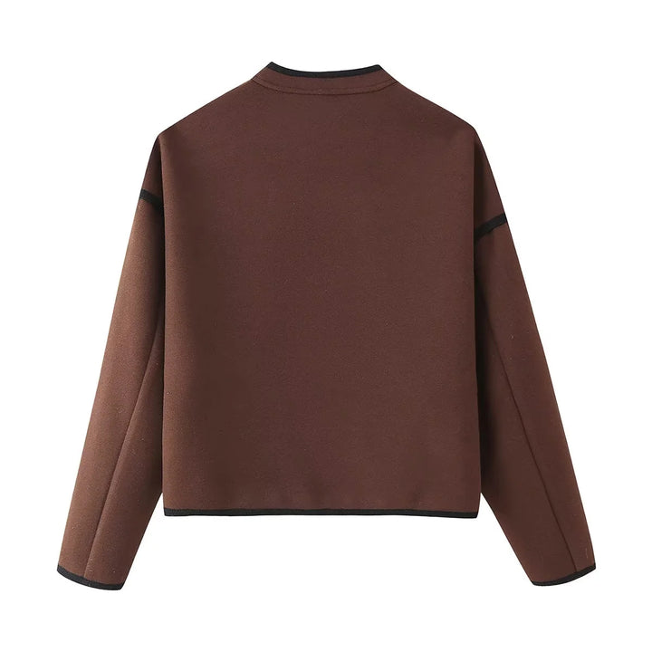 Damen elegante Übergangsjacke mit kontrastierenden Kanten Drune