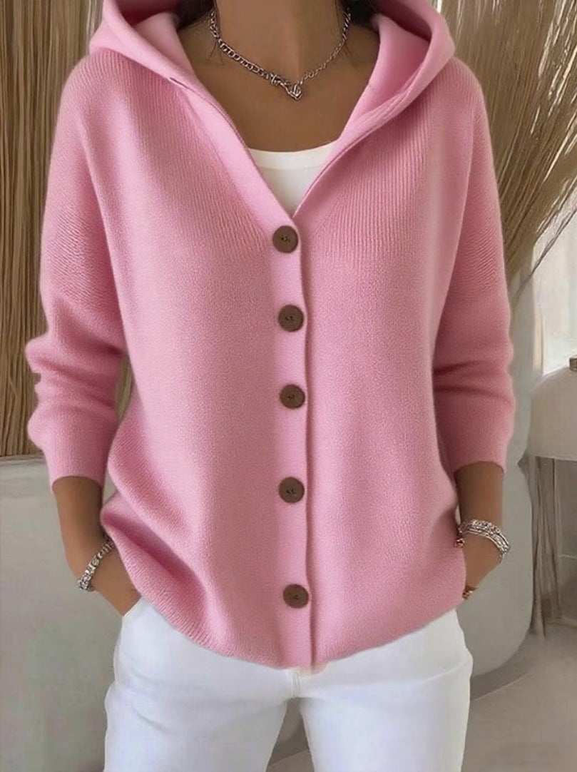 Damen Kapuzenstrickjacke mit praktischen Knopfdetails und lässigem Schnitt Drune