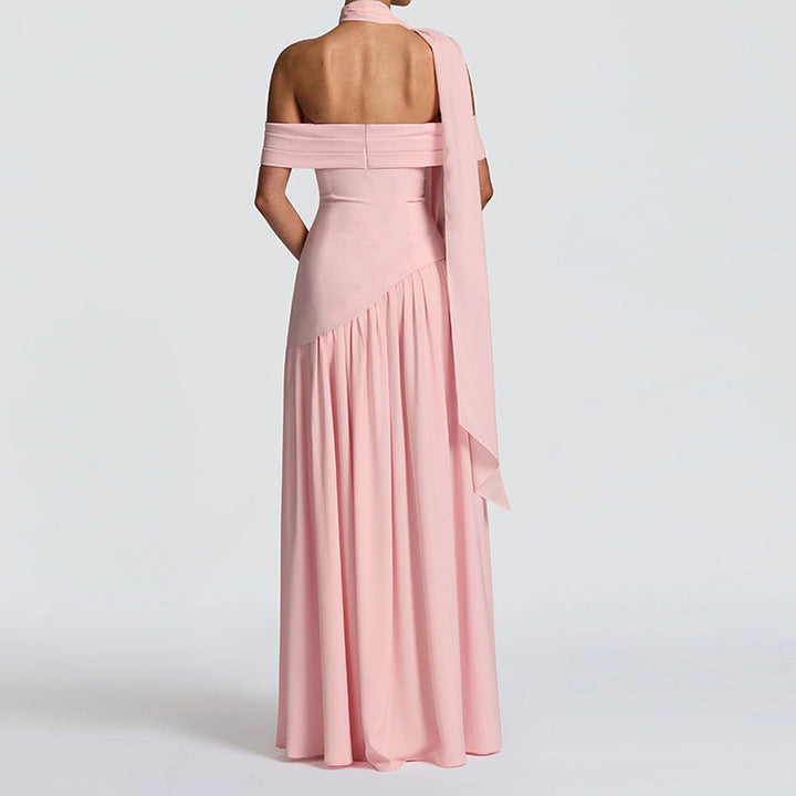 Damen Off-Shoulder Maxikleid mit hohem Schlitz Drune